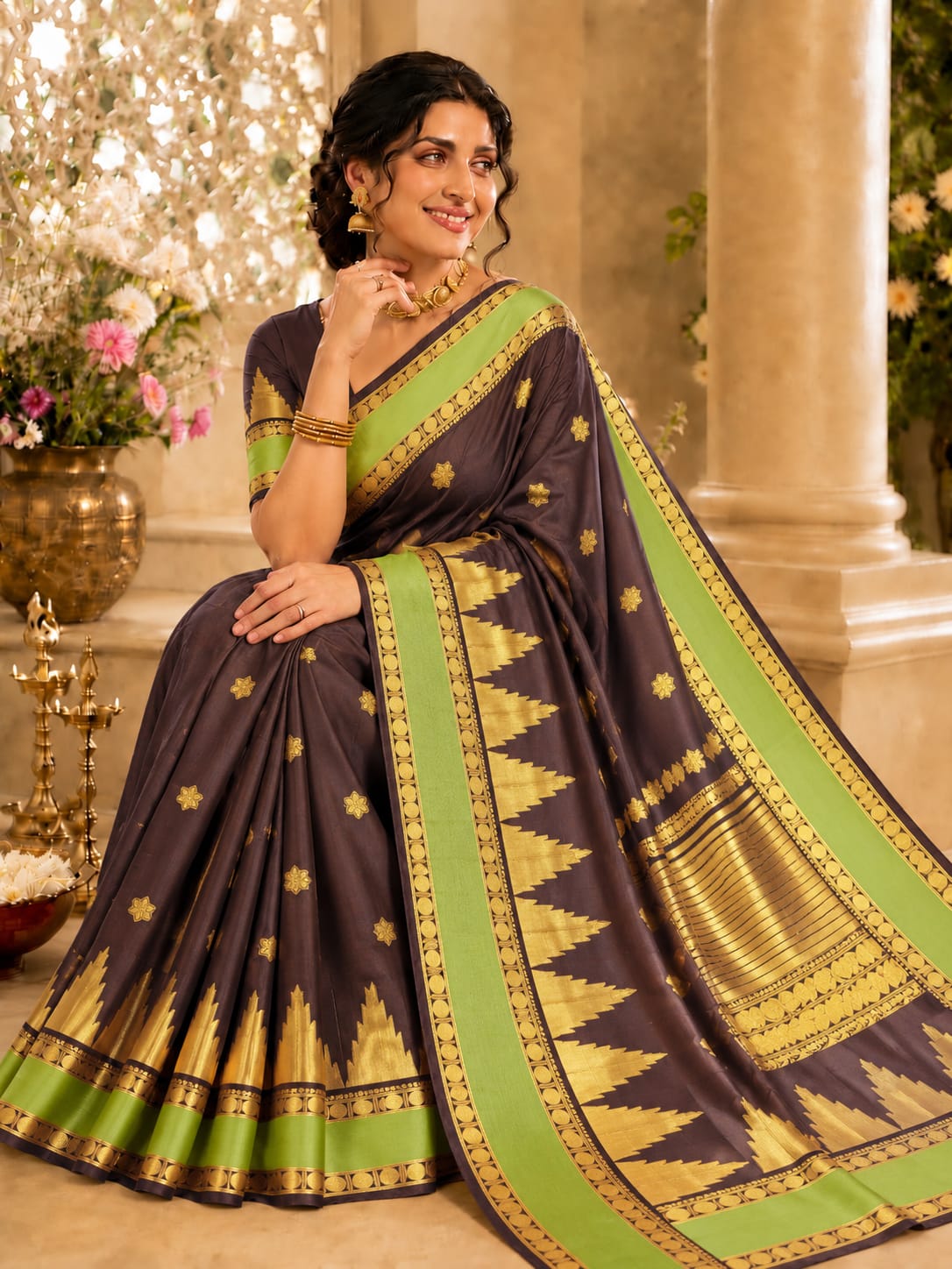 Temple Border Soft Silk Sarees