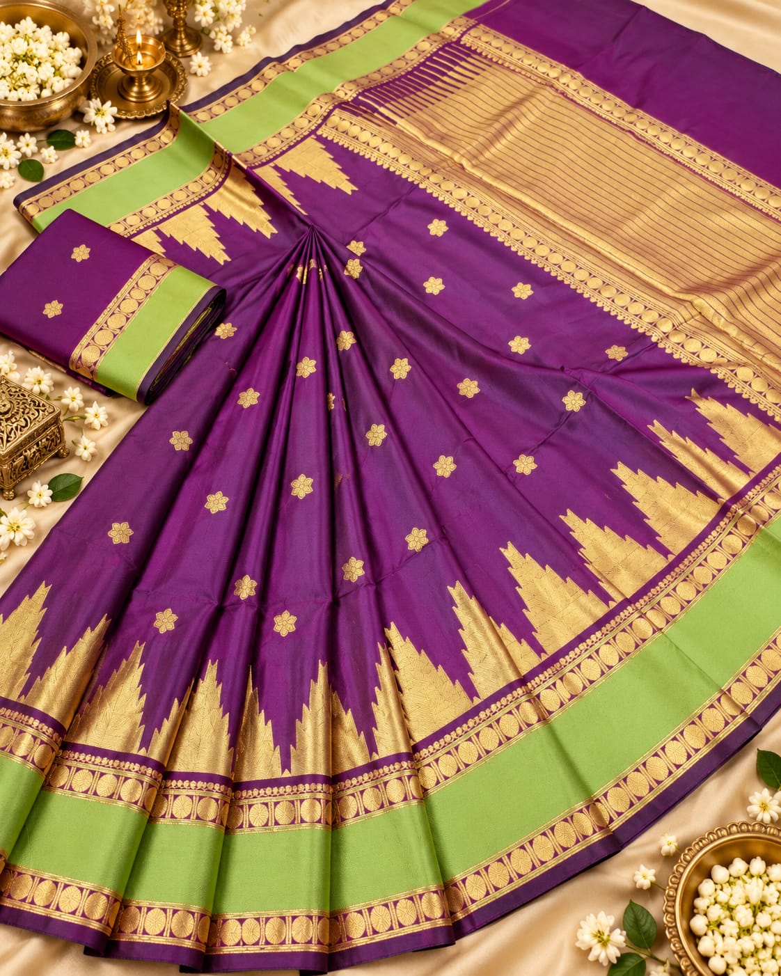 Temple Border Soft Silk Sarees
